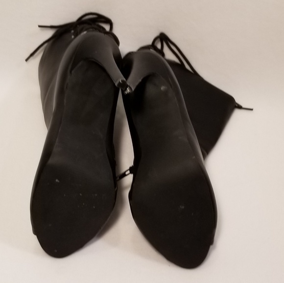 Liliana Peep Toe Ankle Laced Booties - Picture 4 of 6